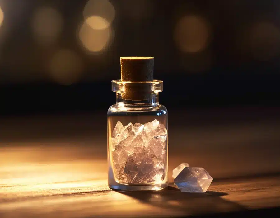 DMT crystals inside a vial