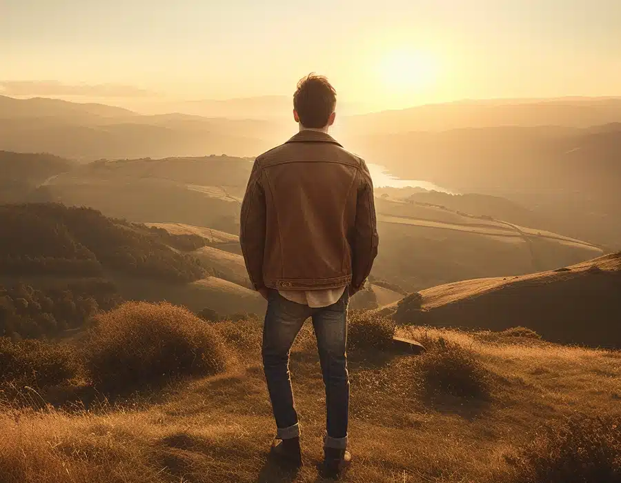 A man watching the sunset