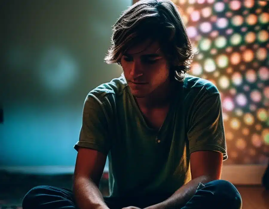 a man meditating in bedroom