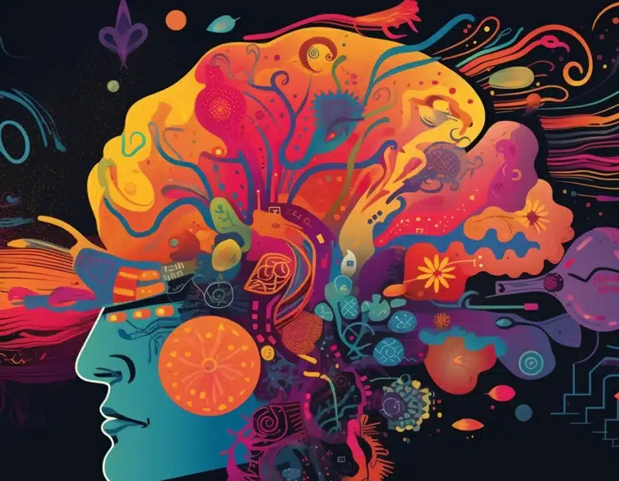 abstract depiction of how psychedelics affect the brain