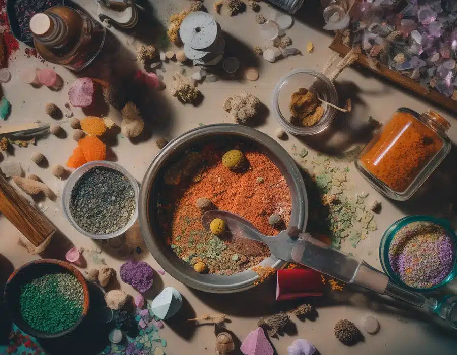 various psychedelics on a table