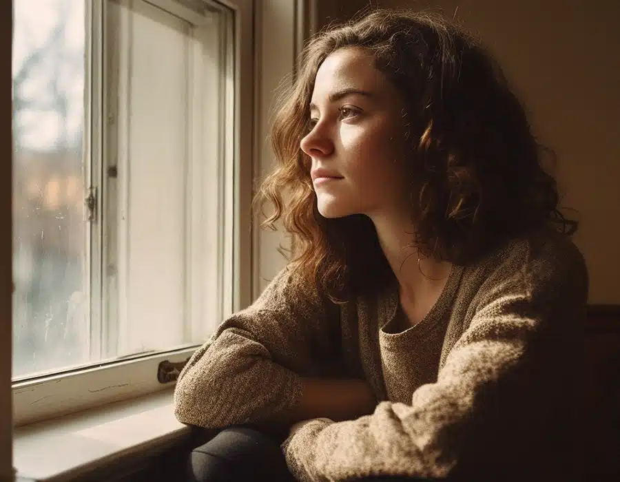 A woman in deep thought