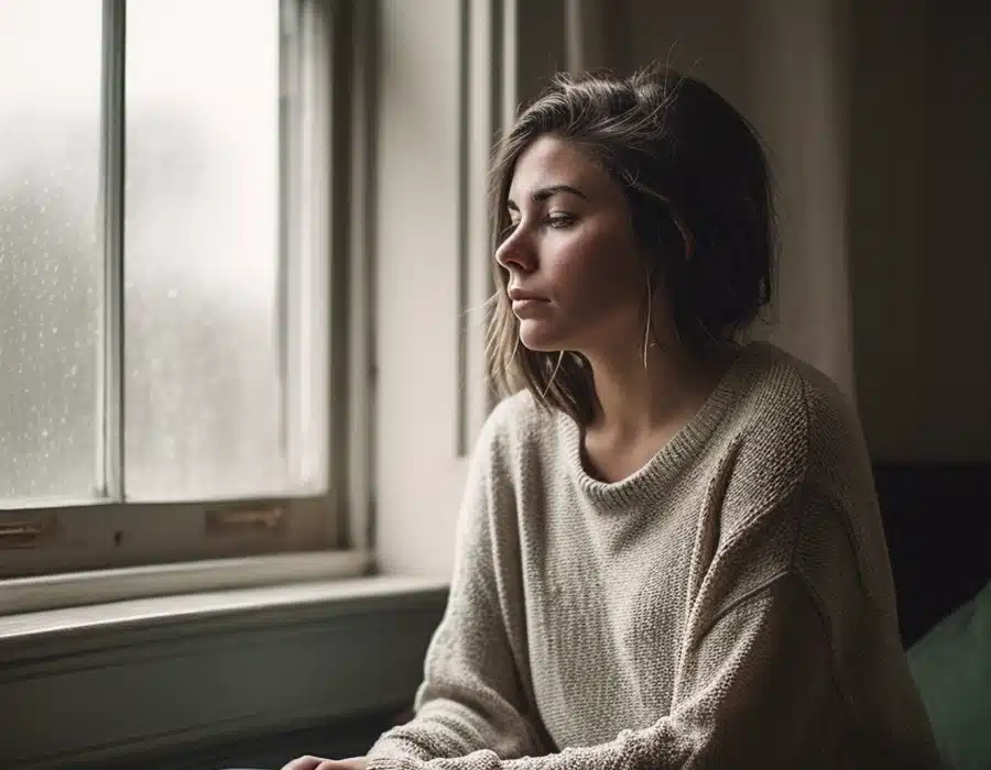 A woman in deep thought