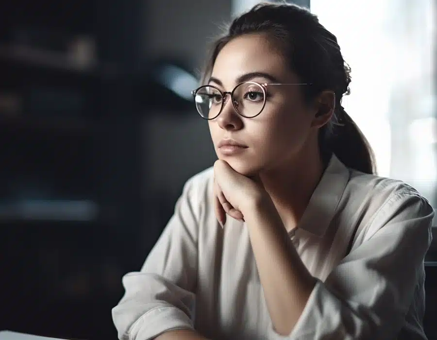 A woman contemplating her life and work