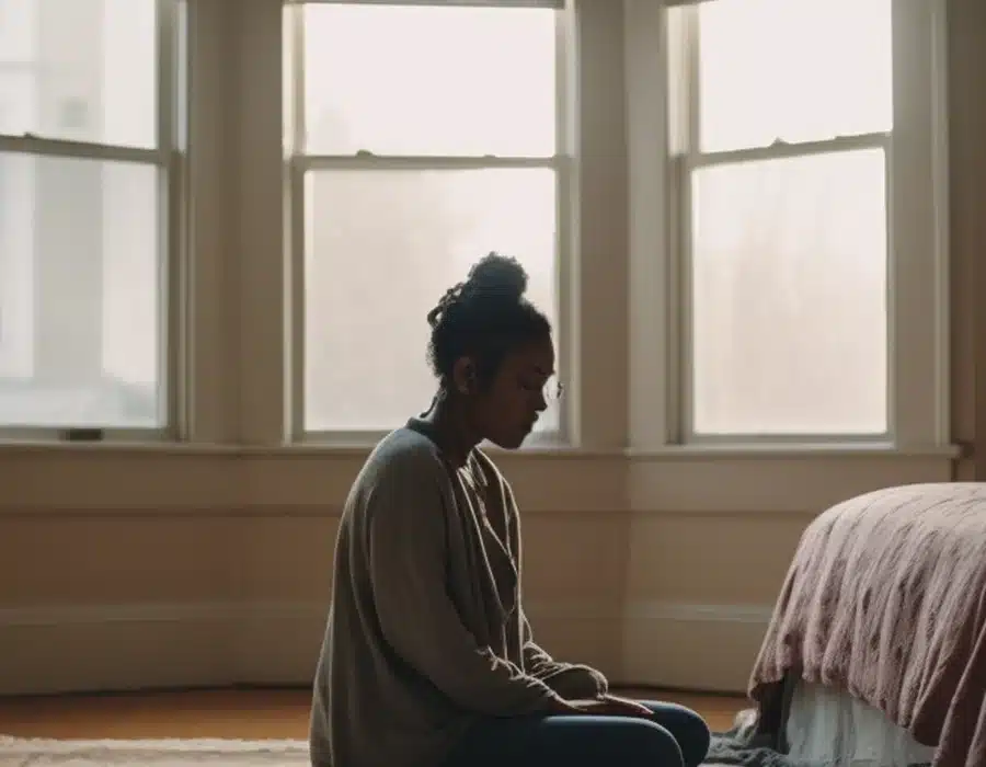 a woman meditating