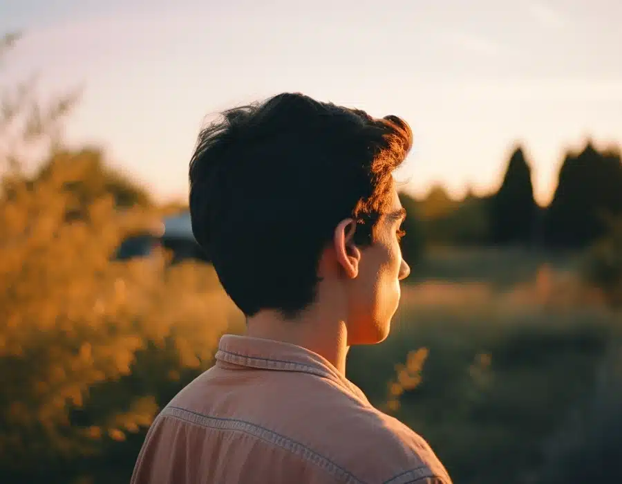 A young man contemplating life