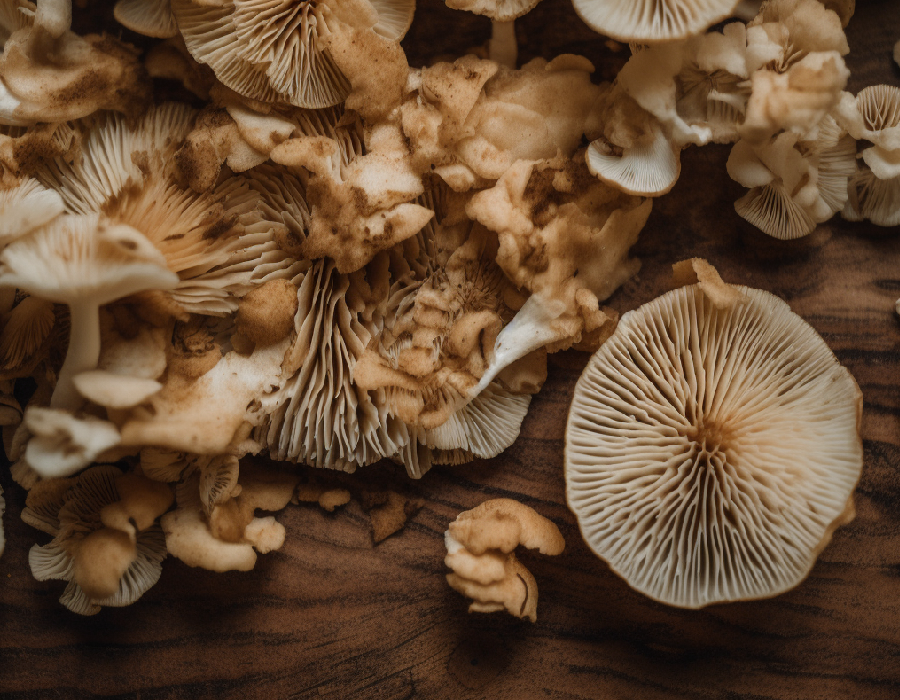 Mushrooms on a table